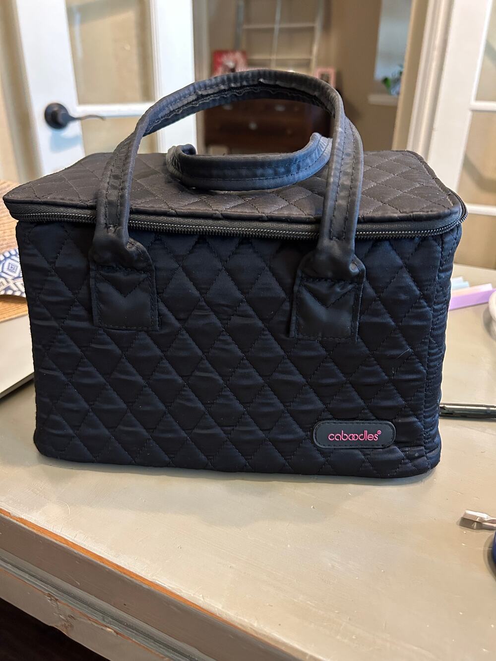 Caboodles Black Make Up Case Soft Black & Pink Pockets